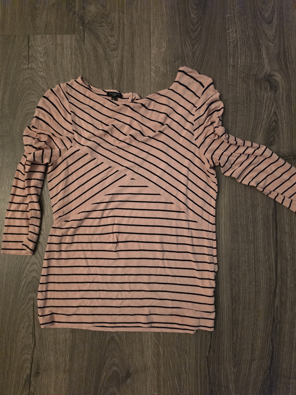 Talbots Pink and Black Striped Long Sleeve Top